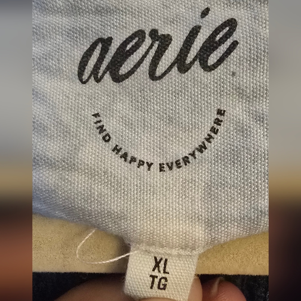 Aerie Oversized Waffle Knit Button Down Shirt Cozy Lounge Top Blue XL - Picture 4 of 4